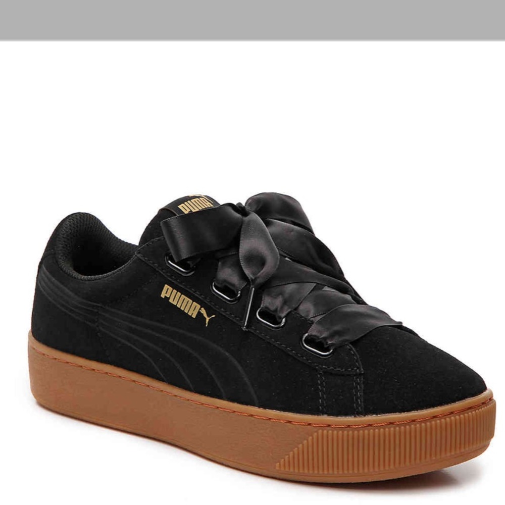 Puma Vikky Ribbon Platform Sneaker in black